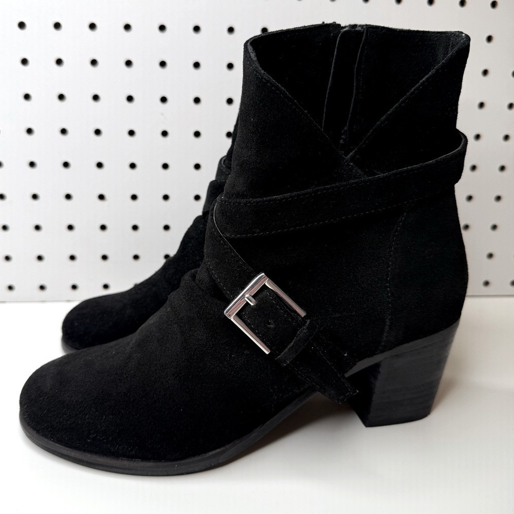 Anthropologie Matisse Harper Black Suede Leather Ankle Boots Women’s 7M Side Zip